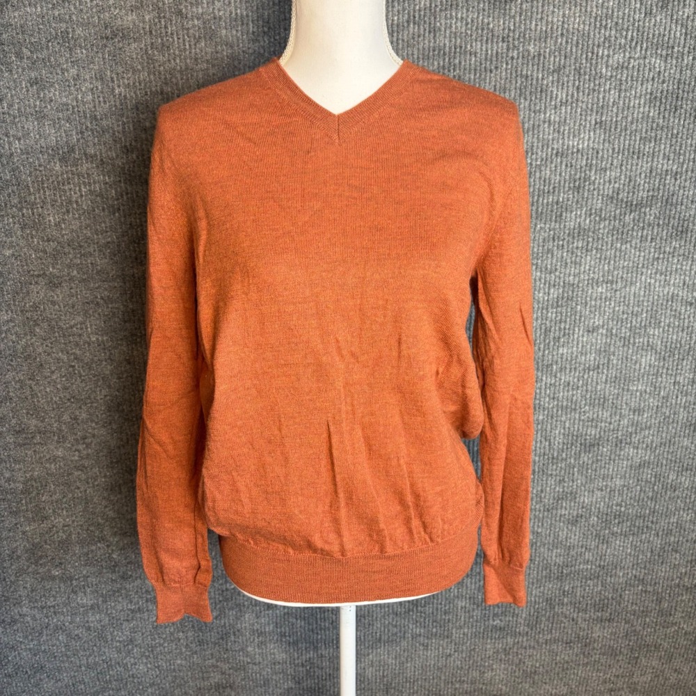 Banana Republic Merino Wool V-Neck Sweater Burnt Orange Medium Women